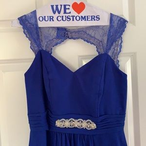 Colbalt blue long dress,lace straps,key hole back!